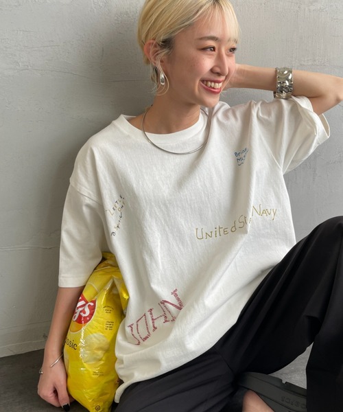 PAYDAY（ペイデイ）の「[PAY DAY/ペイデイ] 別注 ミックスロゴデザインTシャツ（Tシャツ/カットソー・レディース・ホワイト/ブラック・F）」の9枚目の写真