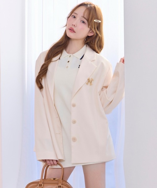 one after another NICE CLAUP(ワンアフターアナザーナイスクラップ)の「セットアップ対応/レースアップテーラードジャケット(テーラードジャケット・レディース・キャメル/アイボリー/グレー/ネイビー・FREE)」の5枚目の写真