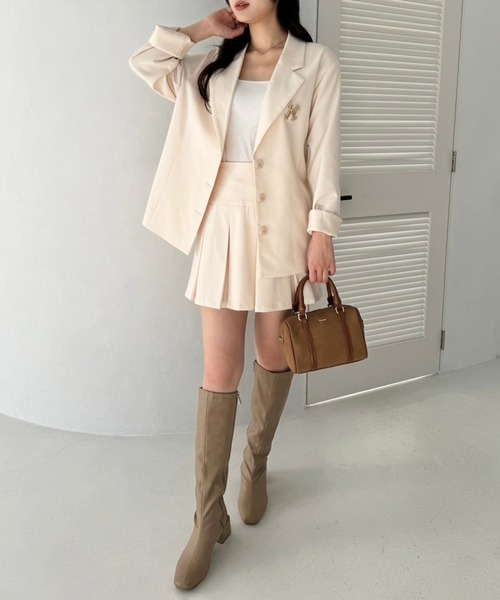 one after another NICE CLAUP(ワンアフターアナザーナイスクラップ)の「セットアップ対応/レースアップテーラードジャケット(テーラードジャケット・レディース・キャメル/アイボリー/グレー/ネイビー・FREE)」の6枚目の写真