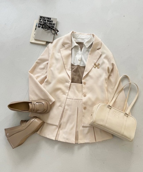 one after another NICE CLAUP(ワンアフターアナザーナイスクラップ)の「セットアップ対応/レースアップテーラードジャケット(テーラードジャケット・レディース・キャメル/アイボリー/グレー/ネイビー・FREE)」の18枚目の写真