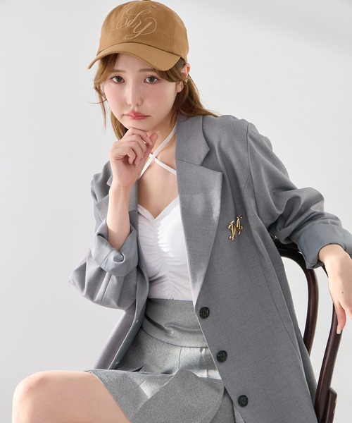 one after another NICE CLAUP(ワンアフターアナザーナイスクラップ)の「セットアップ対応/レースアップテーラードジャケット(テーラードジャケット・レディース・キャメル/アイボリー/グレー/ネイビー・FREE)」の16枚目の写真