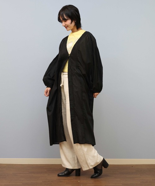 ムラサキスポーツ(ムラサキスポーツ)の「RIKKA FEMME/リッカファム ピンタックインドロングシャツ RF25SS20(シャツ/ブラウス・レディース・ブラック/ホワイト・FREE)」の10枚目の写真