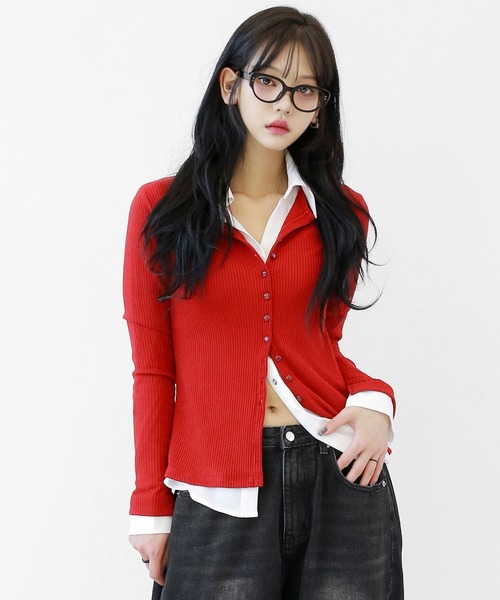 オールシーズンリブニットカーディガン ベーシックCD スリムフィットカーディガン（カーディガン/ボレロ）｜minsobi（ミンソビ）