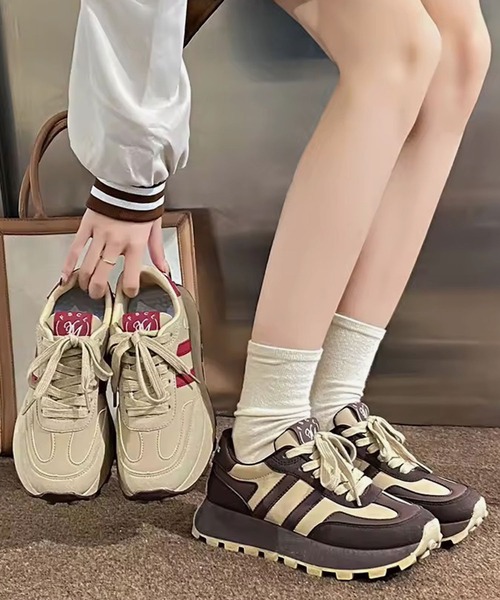 ammy.（エイミードット）の「【 ammy. / エイミードット 】 ナチュラルカラー ライン ボリュームソール スニーカー / 厚底スニーカー（スニーカー・レディース・ダークブラウン/ベージュ・M/L）」の11枚目の写真