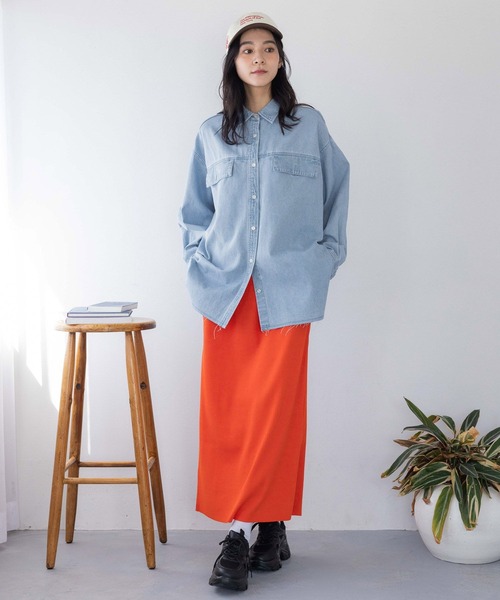 新品　アソートデニムBIGシャツ　グレー　LOWRYS FARM LOWRYS FARM ブラウス シャツ アソートデニムBIGシャツ