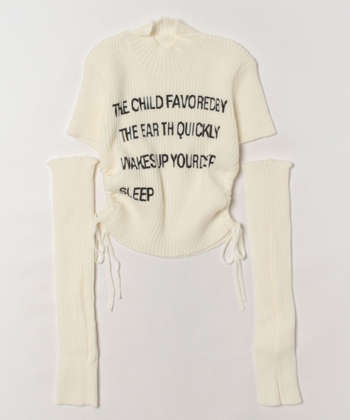 LOSUCA（ロスカ）の「アームウォーマー付きロゴニット / ヴィンテージ シティガール MATU:TA（ニット/セーター・レディース・グレー/レッド/ホワイト/ブラック・FREE）」の2枚目の写真