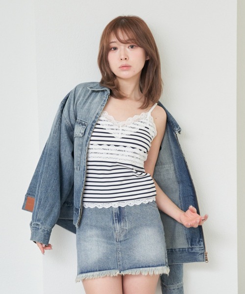 RAY CASSIN（レイカズン）の「【サイズ展開あり】パット付レースキャミ（キャミソール・レディース・アイボリー/ブラック系その他2/ブルー系その他2/ホワイト系その他2/ホワイト系その他/ミント/ホワイト系その他3・FREE/S）」の4枚目の写真