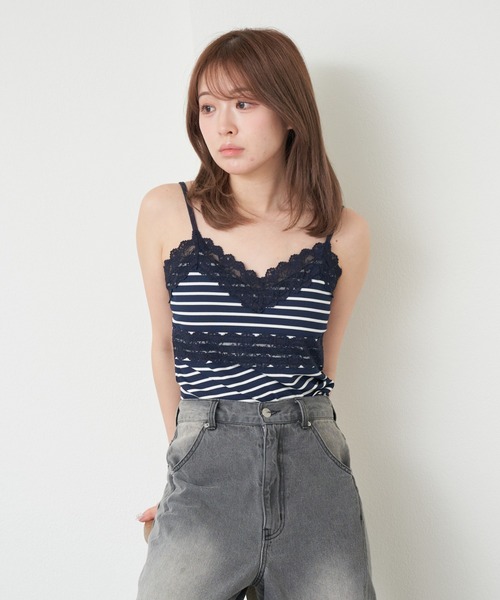 RAY CASSIN（レイカズン）の「【サイズ展開あり】パット付レースキャミ（キャミソール・レディース・アイボリー/ブラック系その他2/ブルー系その他2/ホワイト系その他2/ホワイト系その他/ミント/ホワイト系その他3・FREE/S）」の7枚目の写真