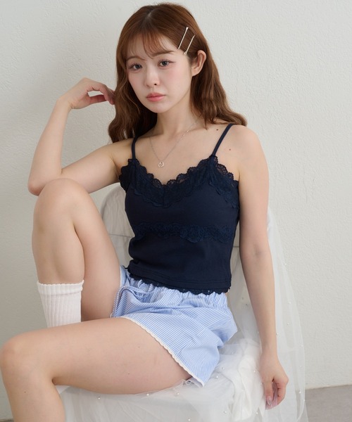 RAY CASSIN（レイカズン）の「【サイズ展開あり】パット付レースキャミ（キャミソール・レディース・アイボリー/ブラック系その他2/ブルー系その他2/ホワイト系その他2/ホワイト系その他/ミント/ホワイト系その他3・FREE/S）」の17枚目の写真