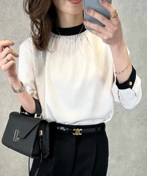 バイカラーギャザーブラウス