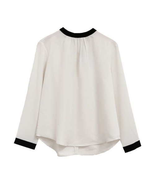 aquagarage（アクアガレージ）の「バイカラーギャザーブラウス（シャツ/ブラウス・レディース・アイボリー/ブラック/グレイッシュベージュ/ライトグリーン・M/L/S/LL）」の21枚目の写真