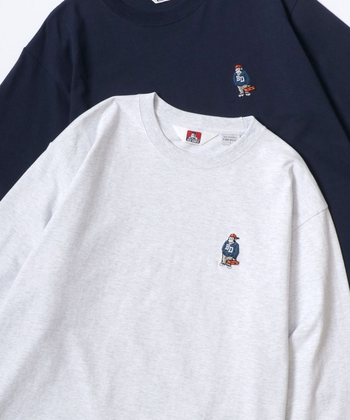 BEN DAVIS(ベンデイビス)の「BEN DAVIS/ベンデイビス GORILLA EMB LS TEE/ゴリラ ロゴ ワンポイント刺繍 ロングスリーブTシャツ/ロンT/レディース メンズ(Tシャツ/カットソー・メンズ・アッシュグレー/ブラック/ネイビー/ホワイト・XL/L/M)」の4枚目の写真