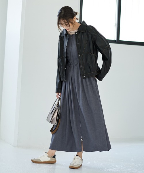 STYLE DELI（スタイルデリ）の「ダブルファスナージャンパースカート（ワンピース・レディース・ブラック/グレー/ベージュ・SMALL/MEDIUM）」の14枚目の写真