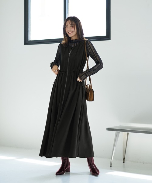 STYLE DELI（スタイルデリ）の「ダブルファスナージャンパースカート（ワンピース・レディース・ブラック/グレー/ベージュ・SMALL/MEDIUM）」の4枚目の写真