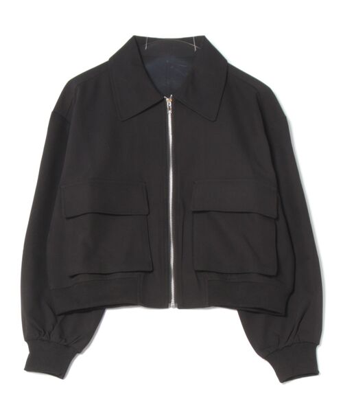 STYLEBLOCK(スタイルブロック)の「ビッグポケットジップブルゾン(MA-1・レディース・ブラック/アイボリー・FREE)」の6枚目の写真