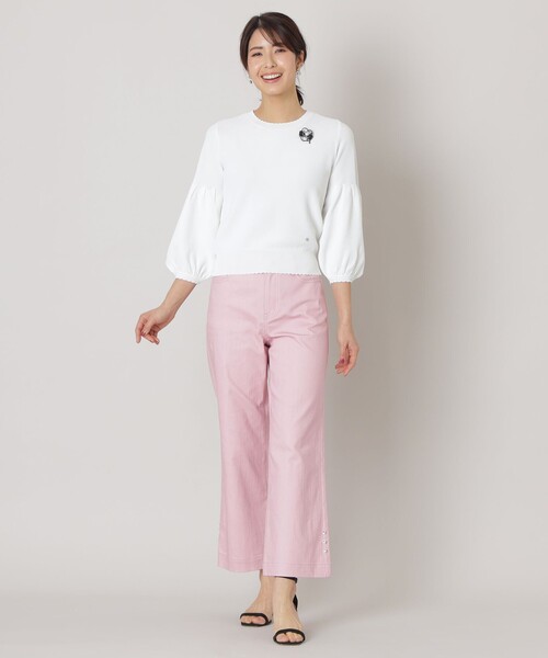 TO BE CHIC(トゥー ビー シック)の「カラーワイドシルエット デニムパンツ(デニムパンツ・レディース・ピンク系その他2/オフホワイト・42/40)」の4枚目の写真