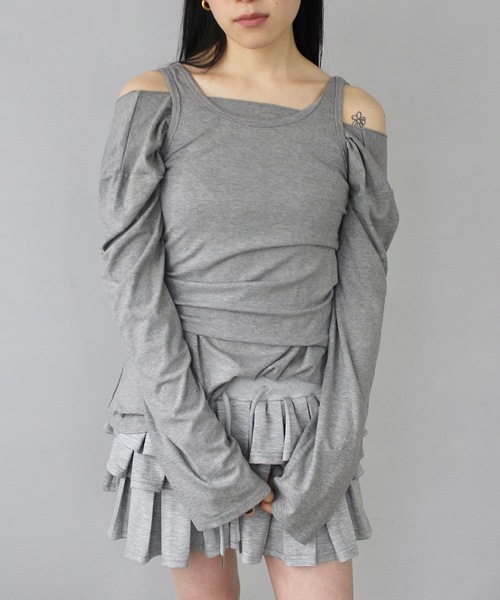 SANSeLF(サンセルフ)の「2set レイヤードトップス【SANSeLF】sanw25s012(その他トップス・レディース・ブラック/ホワイト/ライトイエロー/グレー・FREE)」の4枚目の写真