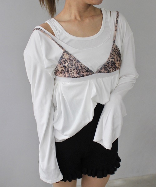 SANSeLF(サンセルフ)の「2set レイヤードトップス【SANSeLF】sanw25s012(その他トップス・レディース・ブラック/ホワイト/ライトイエロー/グレー・FREE)」の2枚目の写真