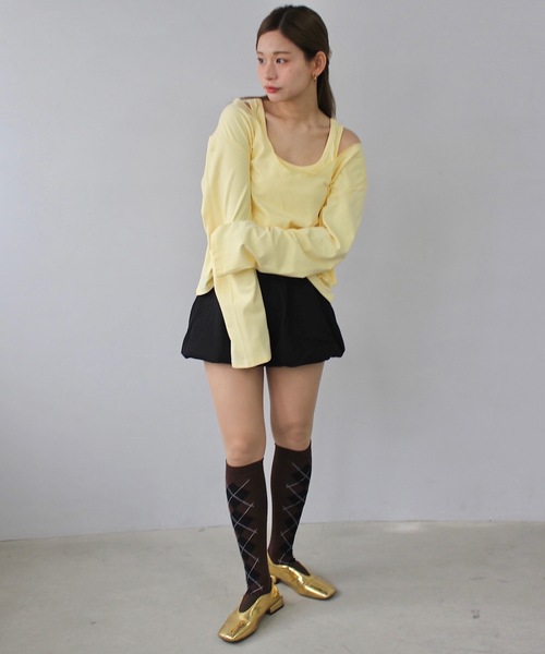 SANSeLF(サンセルフ)の「2set レイヤードトップス【SANSeLF】sanw25s012(その他トップス・レディース・ブラック/ホワイト/ライトイエロー/グレー・FREE)」の8枚目の写真