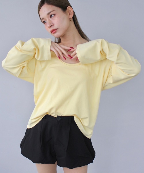 SANSeLF(サンセルフ)の「2set レイヤードトップス【SANSeLF】sanw25s012(その他トップス・レディース・ブラック/ホワイト/ライトイエロー/グレー・FREE)」の9枚目の写真