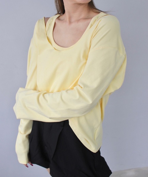 SANSeLF(サンセルフ)の「2set レイヤードトップス【SANSeLF】sanw25s012(その他トップス・レディース・ブラック/ホワイト/ライトイエロー/グレー・FREE)」の11枚目の写真