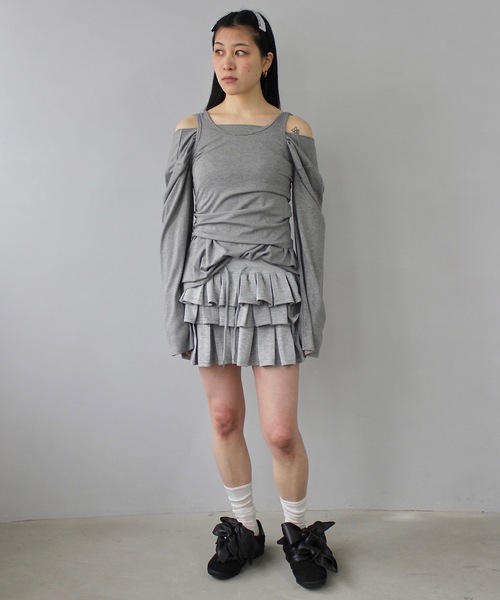 SANSeLF(サンセルフ)の「2set レイヤードトップス【SANSeLF】sanw25s012(その他トップス・レディース・ブラック/ホワイト/ライトイエロー/グレー・FREE)」の14枚目の写真