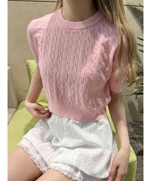 00s MARS sugargloss 2way 編み上げリボンピンク半袖ニット WEGO｜ウィゴーのニット/セーター（ピンク/桃色系）通販 - ZOZOTOWN