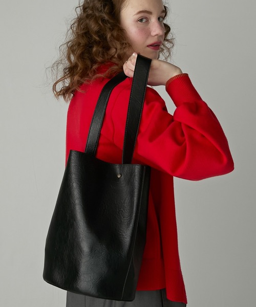 BONLECILL Marche】《ポーチ付き／A4》バケット型ソフトトートバッグ