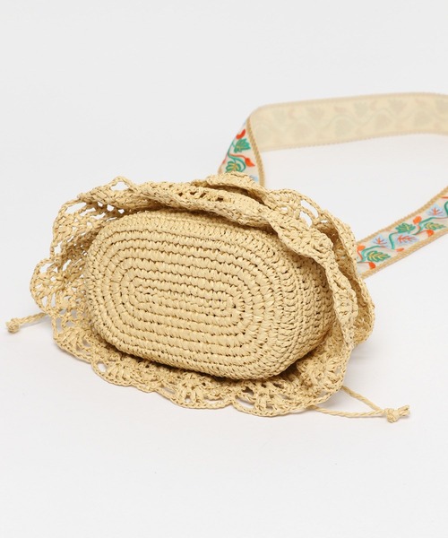 niko and...(ニコアンド)の「オリジナルテープフリル巾着ショルダーバッグ(ショルダーバッグ・レディース・ナチュラル/パープル・0)」の6枚目の写真