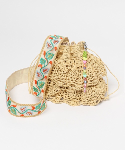 niko and...(ニコアンド)の「オリジナルテープフリル巾着ショルダーバッグ(ショルダーバッグ・レディース・ナチュラル/パープル・0)」の19枚目の写真