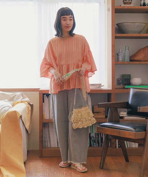 niko and...(ニコアンド)の「オリジナルテープフリル巾着ショルダーバッグ(ショルダーバッグ・レディース・ナチュラル/パープル・0)」の17枚目の写真