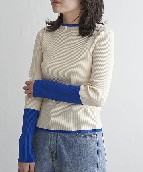 VENCEEXCHANGE（ヴァンスエクスチェンジ）の「ポリエステル配色ハイネックプルオーバー（Tシャツ/カットソー・レディース・グレー/アイボリー/ブラック・FREE）」の2枚目の写真