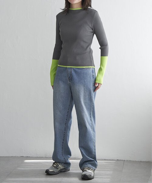 VENCEEXCHANGE（ヴァンスエクスチェンジ）の「ポリエステル配色ハイネックプルオーバー（Tシャツ/カットソー・レディース・グレー/アイボリー/ブラック・FREE）」の6枚目の写真