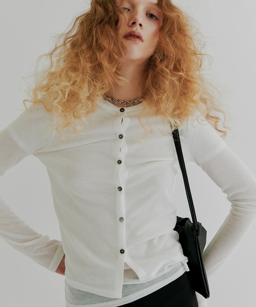 カーディガン 「kiehtova」SHEER RIB CARDIGAN/シアーリブカーディガン KTWR23  レディース kiehtova】SHEER RIB CARDIGAN/シアーリブカーディガン KTWR23
