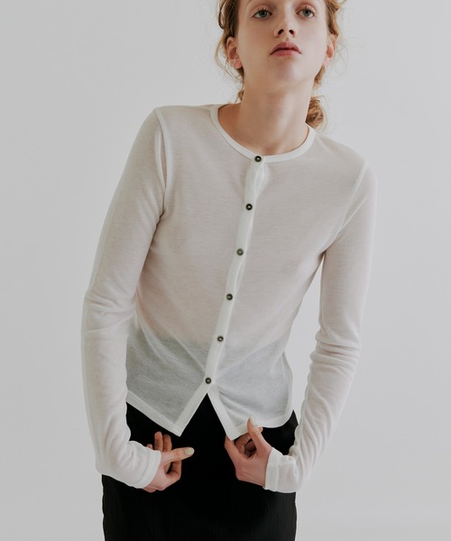 カーディガン 「kiehtova」SHEER RIB CARDIGAN/シアーリブカーディガン KTWR23  レディース kiehtova】SHEER RIB CARDIGAN/シアーリブカーディガン KTWR23