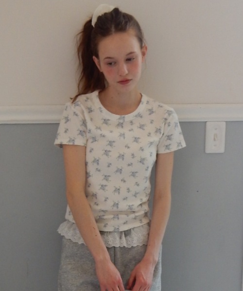 Birthday room（バースデイルーム）の「小花柄サーマルT/small froral pattern thermal tshirt（Tシャツ/カットソー・レディース・ピンク/アイボリー・FREE）」の22枚目の写真