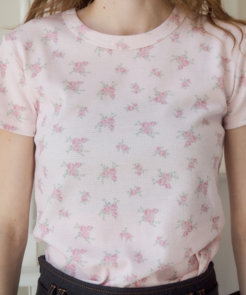 Birthday room（バースデイルーム）の「小花柄サーマルT/small froral pattern thermal tshirt（Tシャツ/カットソー・レディース・ピンク/アイボリー・FREE）」の9枚目の写真