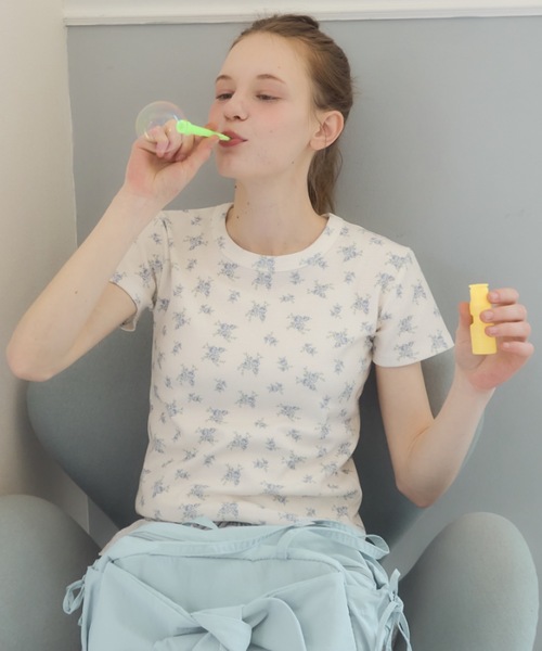 Birthday room（バースデイルーム）の「小花柄サーマルT/small froral pattern thermal tshirt（Tシャツ/カットソー・レディース・ピンク/アイボリー・FREE）」の19枚目の写真