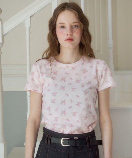 Birthday room（バースデイルーム）の「小花柄サーマルT/small froral pattern thermal tshirt（Tシャツ/カットソー・レディース・ピンク/アイボリー・FREE）」の8枚目の写真