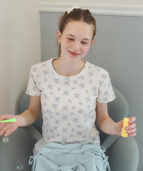 Birthday room（バースデイルーム）の「小花柄サーマルT/small froral pattern thermal tshirt（Tシャツ/カットソー・レディース・ピンク/アイボリー・FREE）」の5枚目の写真