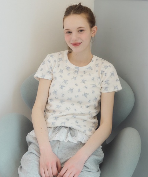 Birthday room（バースデイルーム）の「小花柄サーマルT/small froral pattern thermal tshirt（Tシャツ/カットソー・レディース・ピンク/アイボリー・FREE）」の6枚目の写真