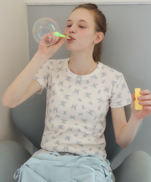 Birthday room（バースデイルーム）の「小花柄サーマルT/small froral pattern thermal tshirt（Tシャツ/カットソー・レディース・ピンク/アイボリー・FREE）」の3枚目の写真