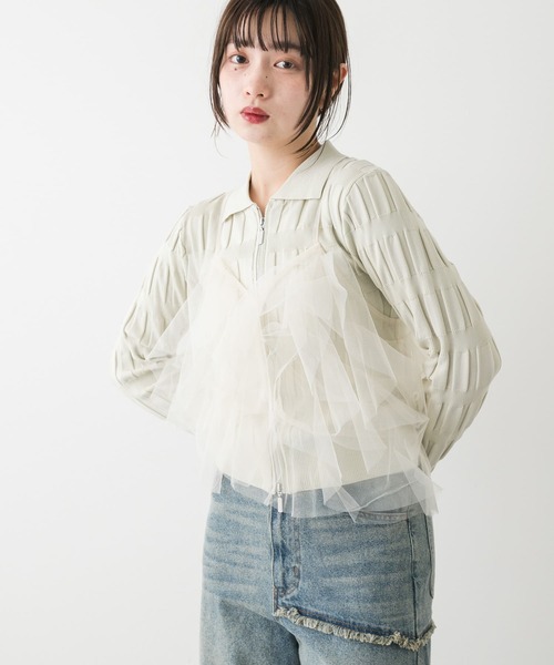 SENSE OF PLACE by URBAN RESEARCH（センスオブプレイスバイアーバンリサーチ）の「フリルチュールキャミトップ（その他トップス・レディース・チャコールグレー/ライトブルー/アイボリー・ONE）」の5枚目の写真