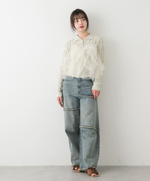 SENSE OF PLACE by URBAN RESEARCH（センスオブプレイスバイアーバンリサーチ）の「フリルチュールキャミトップ（その他トップス・レディース・チャコールグレー/ライトブルー/アイボリー・ONE）」の8枚目の写真