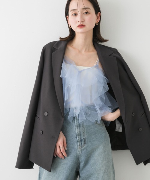 SENSE OF PLACE by URBAN RESEARCH（センスオブプレイスバイアーバンリサーチ）の「フリルチュールキャミトップ（その他トップス・レディース・チャコールグレー/ライトブルー/アイボリー・ONE）」の9枚目の写真