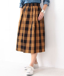 Demi-Luxe BEAMS | Demi-Luxe BEAMS / ウエストギャザー ギンガムチェック スカート(スカート)