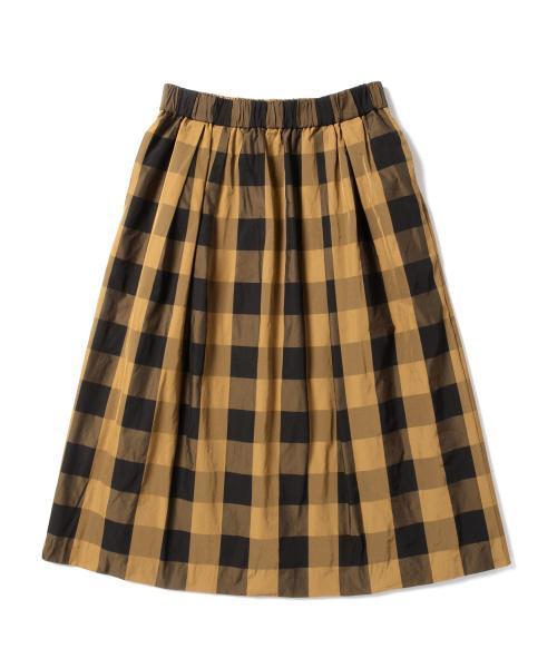 Demi-Luxe BEAMS（デミルクス ビームス）の「Demi-Luxe BEAMS / ウエストギャザー ギンガムチェック スカート（スカート・レディース・ブラウン系その他/ネイビー・ONE SIZE）」の4枚目の写真