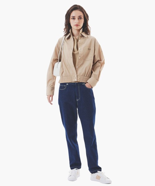LACOSTE / ラコステ クロップド丈 ウエストシャーリングシャツ ショートブルゾン クロップド丈 ウエストシャーリングシャツ ショートブルゾン
