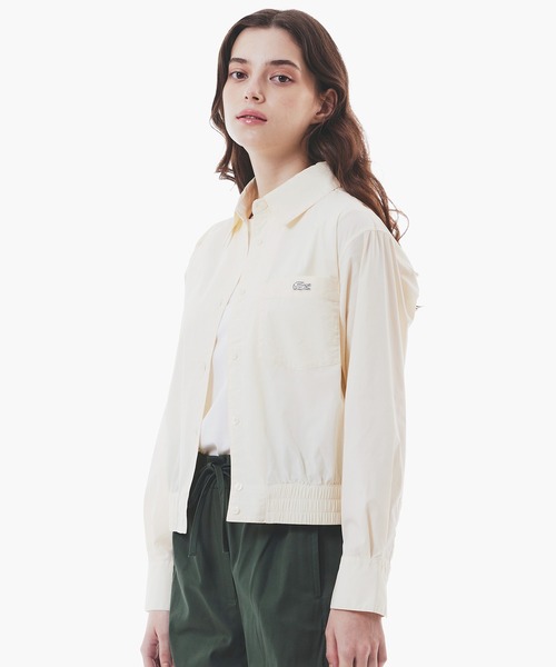 LACOSTE（ラコステ）の「クロップド丈 ウエストシャーリングシャツ ショートブルゾン（シャツ/ブラウス・レディース・ベージュ/オフホワイト・40/38/36/34）」の11枚目の写真