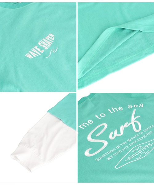 anap mimpi(アナップミンピ)の「サーフ 刺繍 ロゴ レイヤード風 スウェット トップス(Tシャツ/カットソー・レディース・ブラック/ターコイズブルー・FREE)」の22枚目の写真